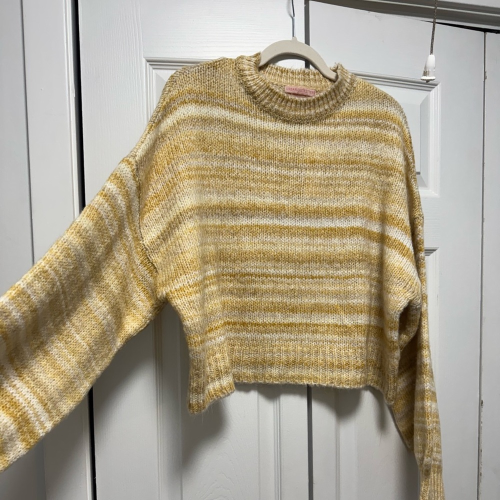 Urban Outfitters Yellow and Cream Striped Sweater